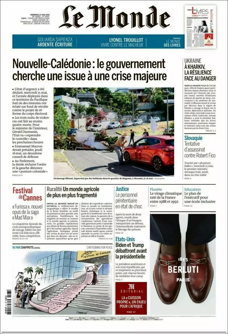 Prima-pagina-le monde-edizione-di-oggi-17-05-2024